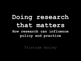 Doing educational research that matters