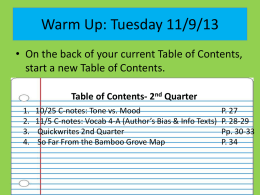 Warm Up: Tuesday 11/9/13 - Anderson School District 5