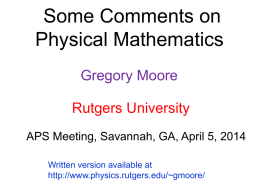 Gregory Moore - Rutgers Physics & Astronomy
