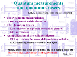 Third lecture, 21.10.03 (von Neumann measurements, quantum