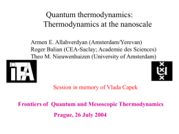 Thermodynamics at the Nanoscale (version Prague, July 2004)