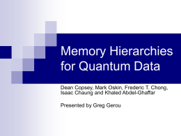 Auxiliary Use Of Codes in Quantum Memory. Slides in PPT.