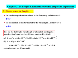 Chapter 3 de Broglie`s postulate: wavelike properties of particles