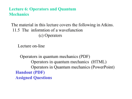 Operators in Quantum Mechanics