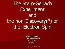 Discovery of Electron Spin, and the Stern