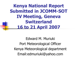 Kenya National Report Submitted in JCOMM-SOT IV Meeting
