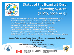 Status of the Beaufort Gyre Observing System (BGOS