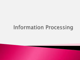 Information Processing - AS Physical Education OCR