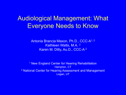 Pediatric Audiological Findings as a Basis for EI Objectives