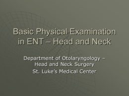 Basic Physical Examination in ENT – Head and Neck