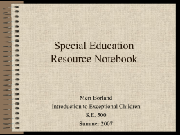 M. Borland SE 500 Resource Notebook - UHS-CD3