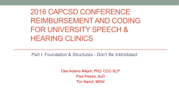 2016 CAPCSD Conference Reimbursement and Coding For