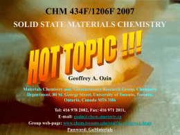 CHM 434F/1206F SOLID STATE MATERIALS CHEMISTRY