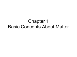 Chapter 1 Basic Concepts About Matter