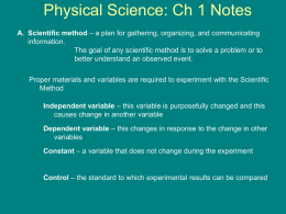 Physical Science: Ch 1 Notes - Riverside Community School District