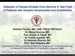 Detection of Herpes Simplex Virus Genome in Tear Fluid of Patients