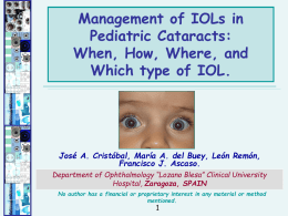 Management of IOLs in Pediatric Cataracts