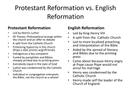 Protestant Reformation vs. English Reformation