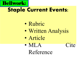 Staple Current Events: • Rubric • Written Analysis • Article