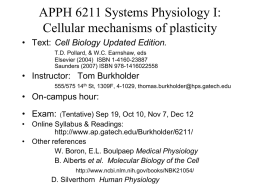 APPH 6211 Systems Physiology I: Cellular mechanisms of