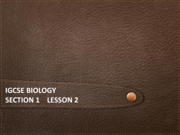 iGCSE Biology Section 1 lesson 2