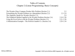 Table of Contents Chapter 2 (Linear Programming: Basic Concepts)