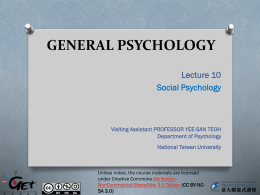 Social Psychology - National Taiwan University