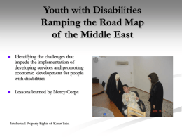 Youth with Disabilities Ramping the Road Map of the