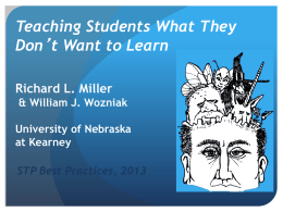 Miller _ Wozniak session - Society for the Teaching of Psychology