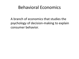 Behavioral Economics - Youngstown State University