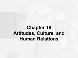 Chapter 19: Attitudes, Culture, and Human Relations