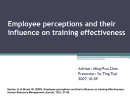 Employee perceptions and their influence on training effectiveness