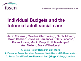 Individual Budgets and the future of adult social care