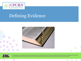 Session 1: Defining Evidence
