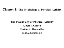 Chapter 1: The Psychology of Physical Activity