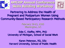 Partnering to Address the Health of Pregnant & Postpartum Women