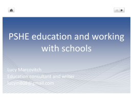 PSHE education and working with schools