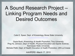 A Sound Research Project – Linking Program Needs and