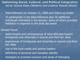 Optimizing Social, Cultural, and Political Integration led by Victoria