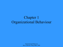 Organizational Behaviour Chapter 1 - Introduction