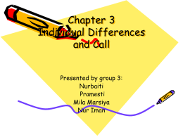 Chapter 3 Individual Differences and Call