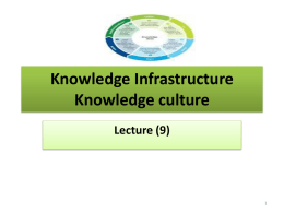 Knowledge Infrastructure Knowledge culture