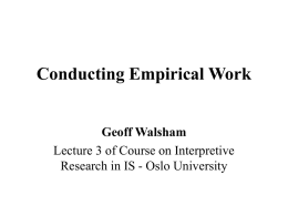 Conducting Empirical Work