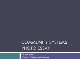 Community Systems Photo Essay - Cydney Jones` Human Services