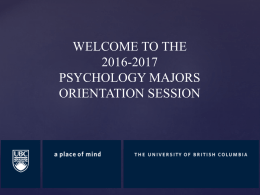 Psychology Majors Orientation Session 2016-2017