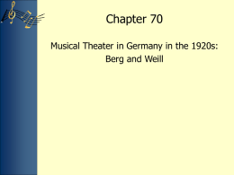 Chapter 70. Musical Theater in Germany in the 1920s: Berg