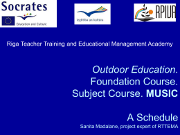 Outdoor Education. Foundation Course. Subject Course