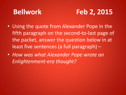 Bellwork Feb 2, 2015