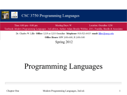 Programming Languages - University of North Carolina at