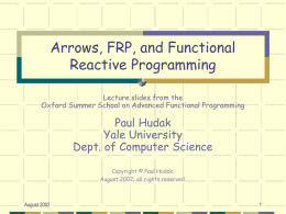 Arrows, FRP, and Functional Reactive Programming